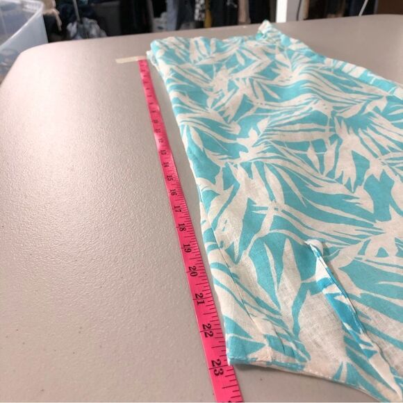 Vtg Cathy Daniels 100% Linen Pants Womens XL Cropped Pull On Leaf Print Pockets - Picture 9 of 13